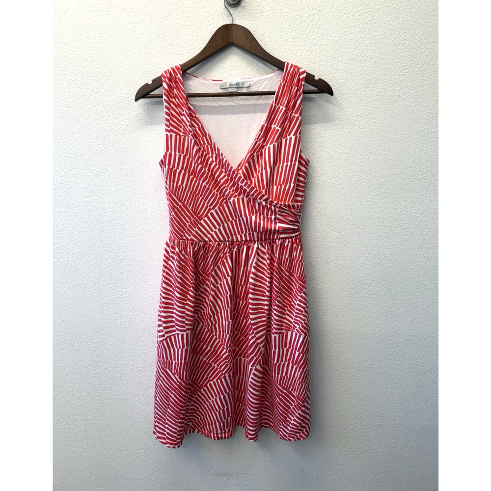 Boden Red and White Striped Midi Dress